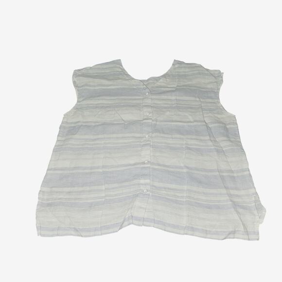 Cynthia Rowley Blue & White Striped Linen Button Short Sleeve Sz XL - Picture 1 of 5